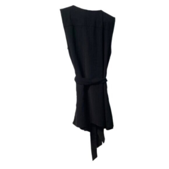 ZARA BASIC Women's Black Sleeveless Waterfall Wrap Belted Luxury Fall Vest Small - Picture 12 of 13